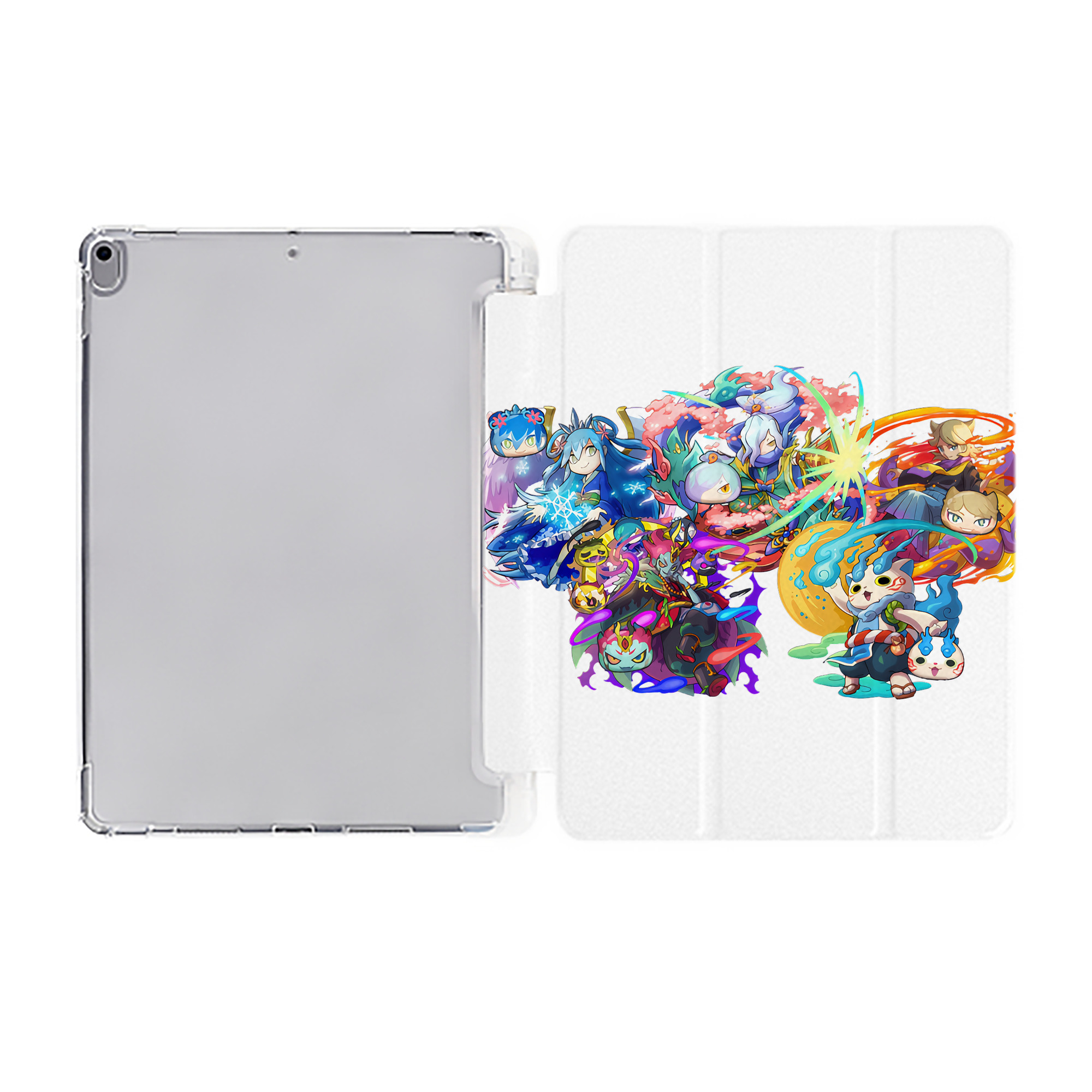 （画像用） 妖怪ウォッチ Yo-kai Watch IPad ケース ペン収納付き 三つ折りスタンド PUレザー×シリコン 対応機種9.5/10.5/10.9インチ